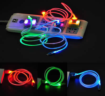 LED USB Visible Light Cable Charger / Data Sync for Android Smart Phone