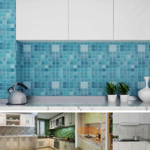 Mosaic Foil 45x200cm Self-Adhensive Anti Oil/Waterproof Kitchen Wall Paper Sticker