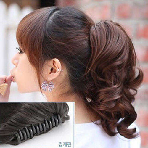 PONYTAIL CLAW CLIP HAIR EXTENSION/PIECE WAVY CURLS