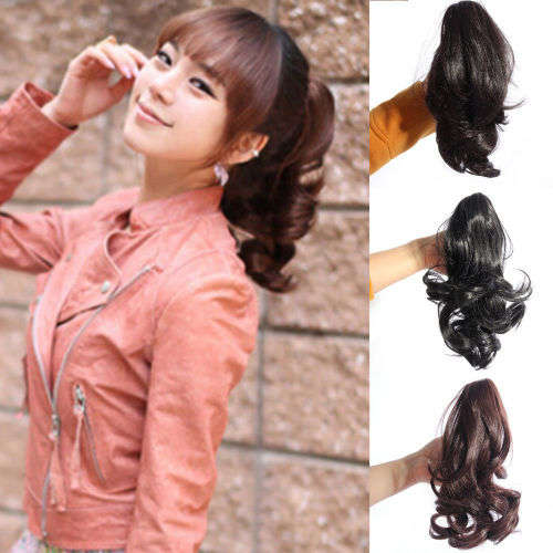 PONYTAIL CLAW CLIP HAIR EXTENSION/PIECE WAVY CURLS