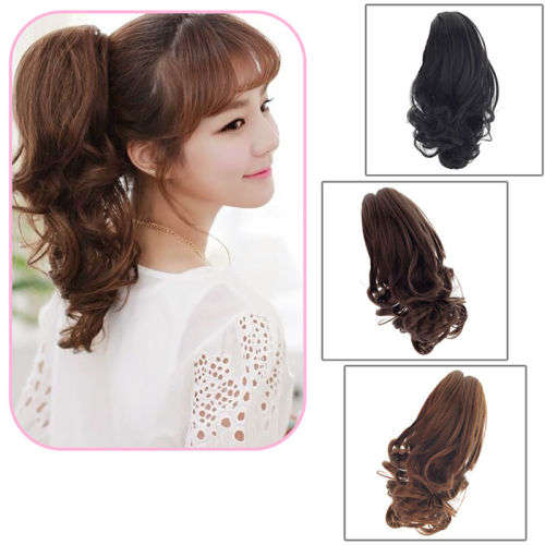 PONYTAIL CLAW CLIP HAIR EXTENSION/PIECE WAVY CURLS