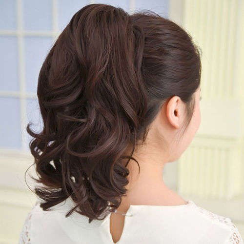 PONYTAIL CLAW CLIP HAIR EXTENSION/PIECE WAVY CURLS