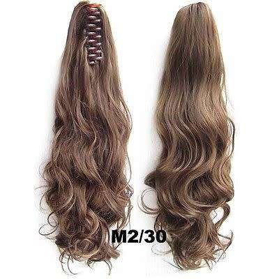 PONYTAIL CLAW CLIP HAIR EXTENSION/PIECE WAVY CURLS 22INCH BLACK &BROWNS