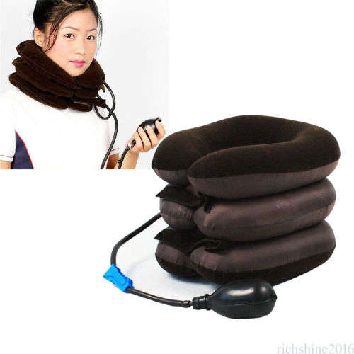 Inflatable Collar Neck Pain Relief Traction Brace Support Stretcher Device