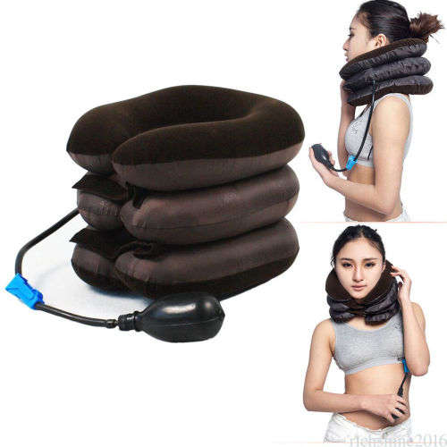 Inflatable Collar Neck Pain Relief Traction Brace Support Stretcher Device