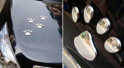 2PC Car Window Bumper Body 3D Decal Sticker Bear Dog Animal Paw Foot