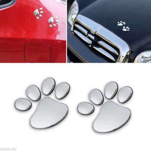 2PC Car Window Bumper Body 3D Decal Sticker Bear Dog Animal Paw Foot