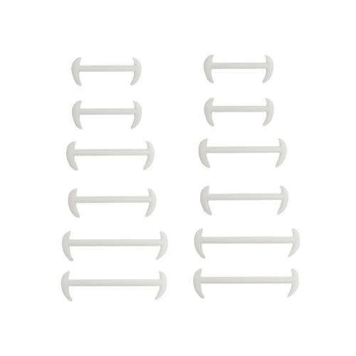 12pcs No Tie WHITE Shoelaces Elastic Silicone Shoe Lace For Shoes/Takkies Sneakers