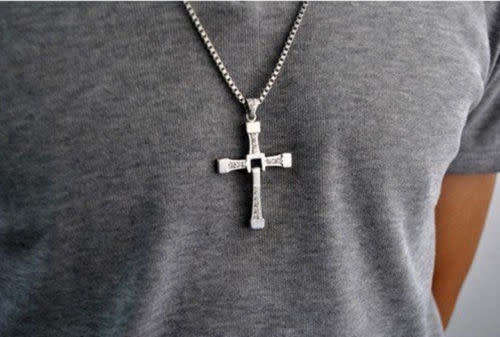 Men Silver plated Cross Pendant Necklace Chain Sliver Gift / Fathers day