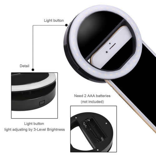 Selfie Portable LED Ring Fill Light Camera Photography for iPhone Android Phone