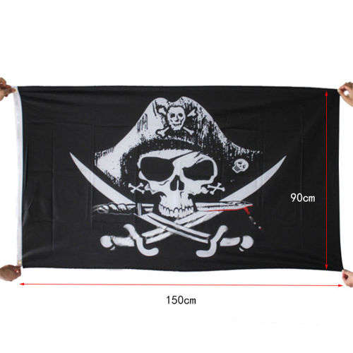 90*150cm Skull Crossbones Sword Jolly Roger Pirate Flag Halloween Party Decor