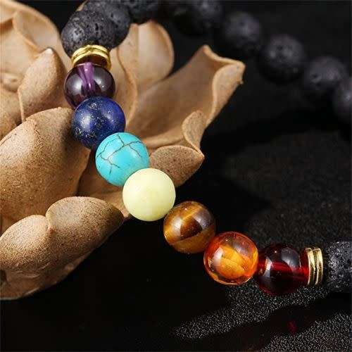 7 Chakra Healing Balance Beaded Bracelet Lava Yoga Reiki