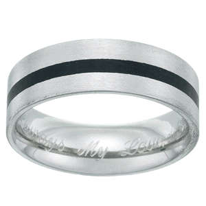 Designer Mens grooved with inlay Stainless Steel Ring - High Quality
