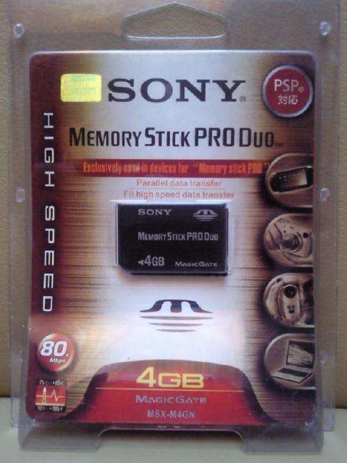 FULL SONY GUARANTEE -MEMORY STICK PRO Duo-80 Mbps-4GB-Paralell data-High speed-New