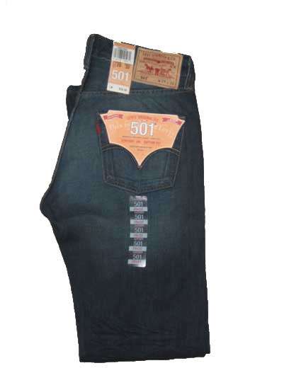 LEVIS  501 ORIGINAL JEANS- BUTTON FLY  - BLUE-NAVY