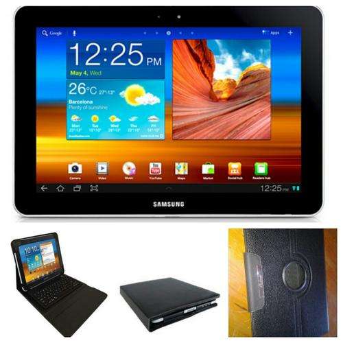 Samsung 10.1"white with keyboard &leather pouch