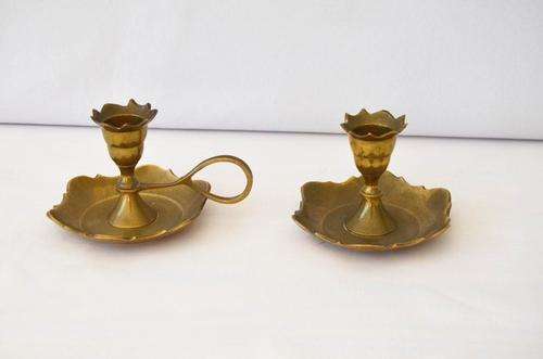 Two brass candle stick holders