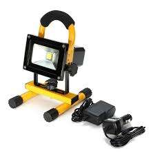 * Portable LED flood lamp rechargeable 10W 240V with mains & car charger