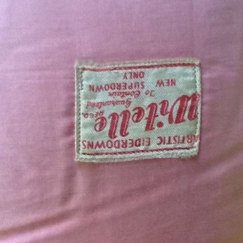 A Lovely Vintage Pink Feather Eiderdown for a Single Bed.