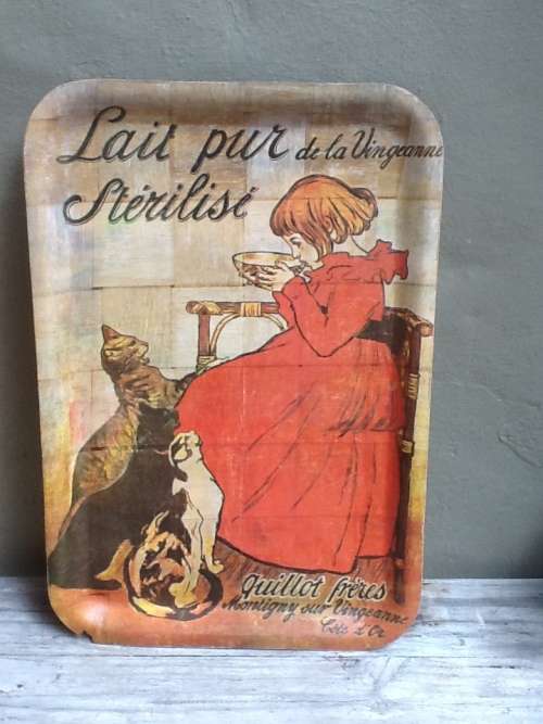 A Vintage Tray iwith A French Picture.