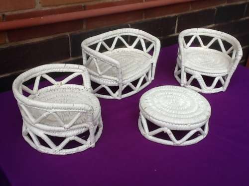 A Young Girls Cane Lounge Suite and Coffey Table.