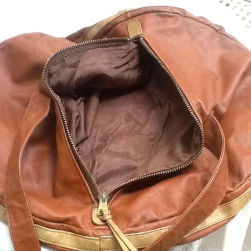 An Unusual  Leather Tan Handbag.