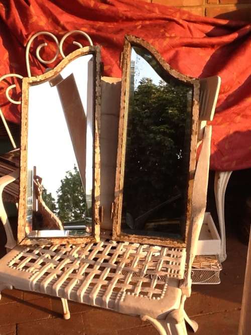 Two Side Pieces of an Antique Mirror with Beveled Glass Mirrors.