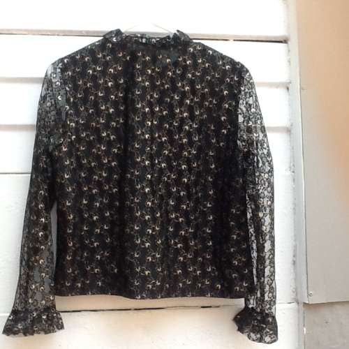 A Vintage Black Top with Gold flowers,  Size 38, Made for Dorothy Perkins.