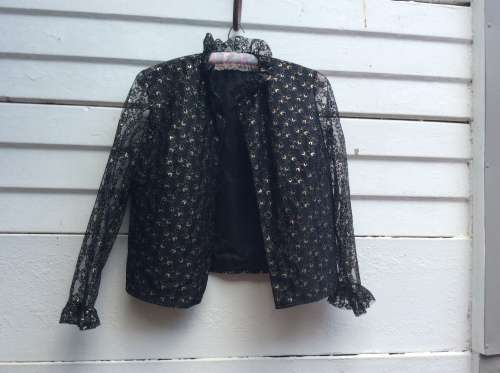 A Vintage Black Top with Gold flowers,  Size 38, Made for Dorothy Perkins.