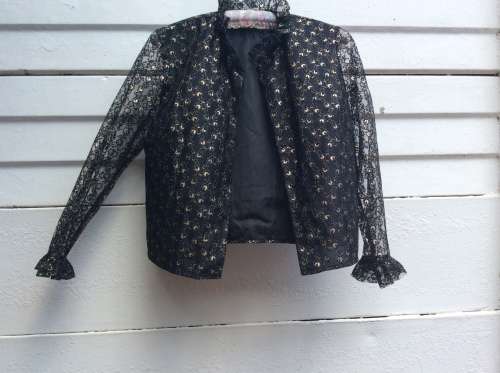 A Vintage Black Top with Gold flowers,  Size 38, Made for Dorothy Perkins.