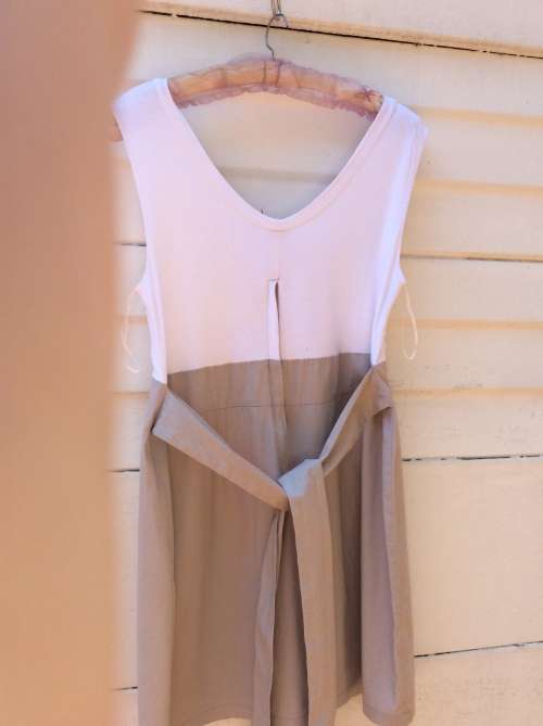 A Pretty Cream and Beige Dress,  Label :  Identity,  Size :40.