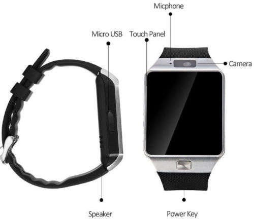 DZ09 smartwatch with camera, use as standalone phone or sync with your smartphone