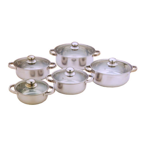 Condere 10 Pieces Stainless-Steel Pot Set (Glass Lid) - 16-24cm - CDH-003