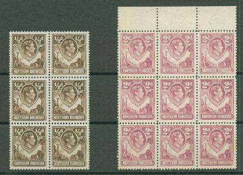 N.RHODESIA-TWO VERY FINE UNMOUNTED MINT BLOCKS- R145.00++