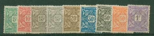 MAURITANIA-1914 POSTAGE DUE SET SGD 35-42 VERY FINE MINT