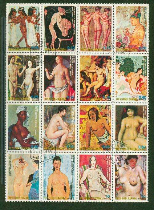 NUDES-EQUIT.GUINEA SHEET OF 16 VERY FINE USED