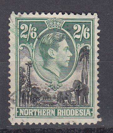 NORTHERN RHODESIA-KGVI 2/6d LOVELY INK SMUDGE THROUGH THE STAMP-SEE BELOW !!!
