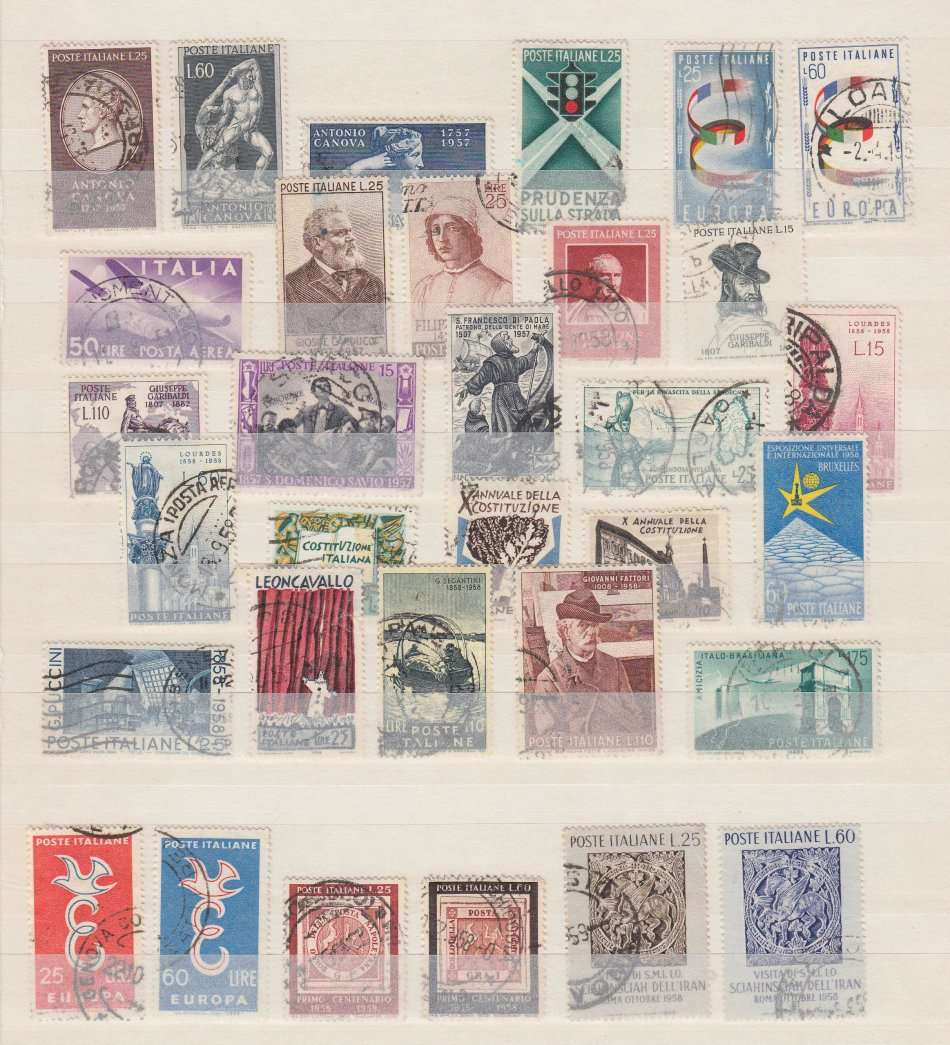 ITALY-1957/8 USED COMPLETE RUN-FILL THE GAPS-ODD TONING