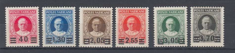 VATICAN-1934 RARE SET SG35-40 ALL HAVE AUTHENTICATION HAND STAMPS-1745 POUNDS !!
