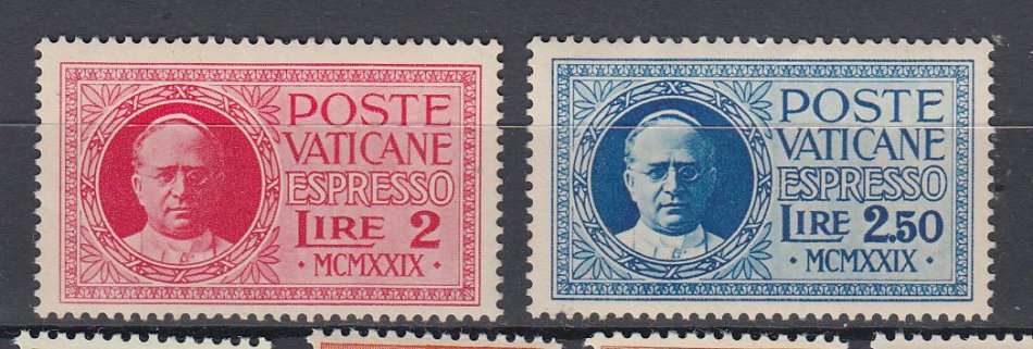 VATICAN-1929 SGE14 AND 15 SCARCE VERY FINE UNMOUNTED MINT 65 POUNDS ++