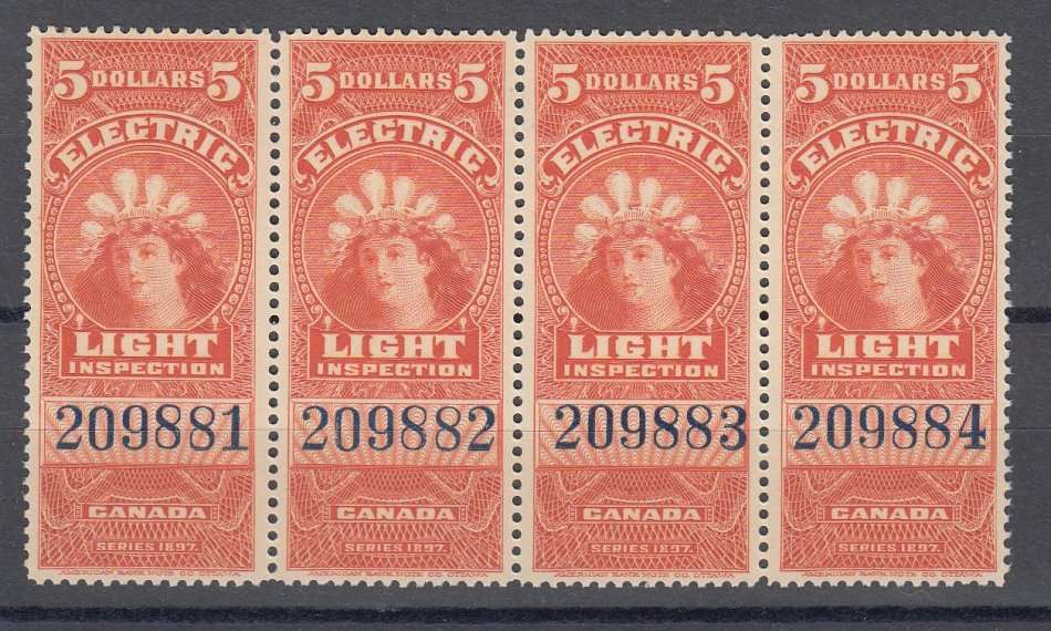 CANADA- 1897-SUPERB AND VERY SCARCE QV 5 DOLLARS LIGHT INSPECTION STRIP !!!!
