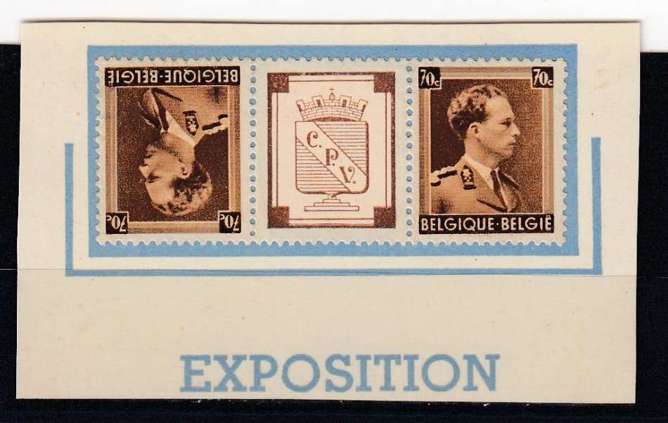 BELGIUM-VERY FINE MINT TETE BECHE ON " EXPOSITION " CARD