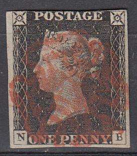 GB-QV PENNY BLACK- ' NB ' PLATE 2 VERY FINE FRESH USED-SEE BELOW  R6660.00