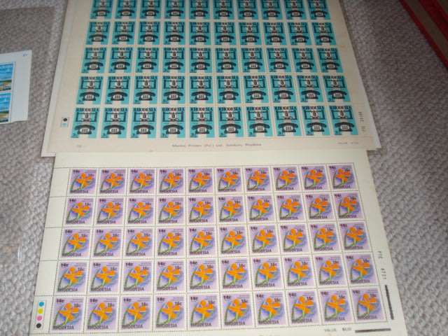 RHODESIA-TWO FULL SHEETS ETC UNMOUNTED MINT-SEE BELOW