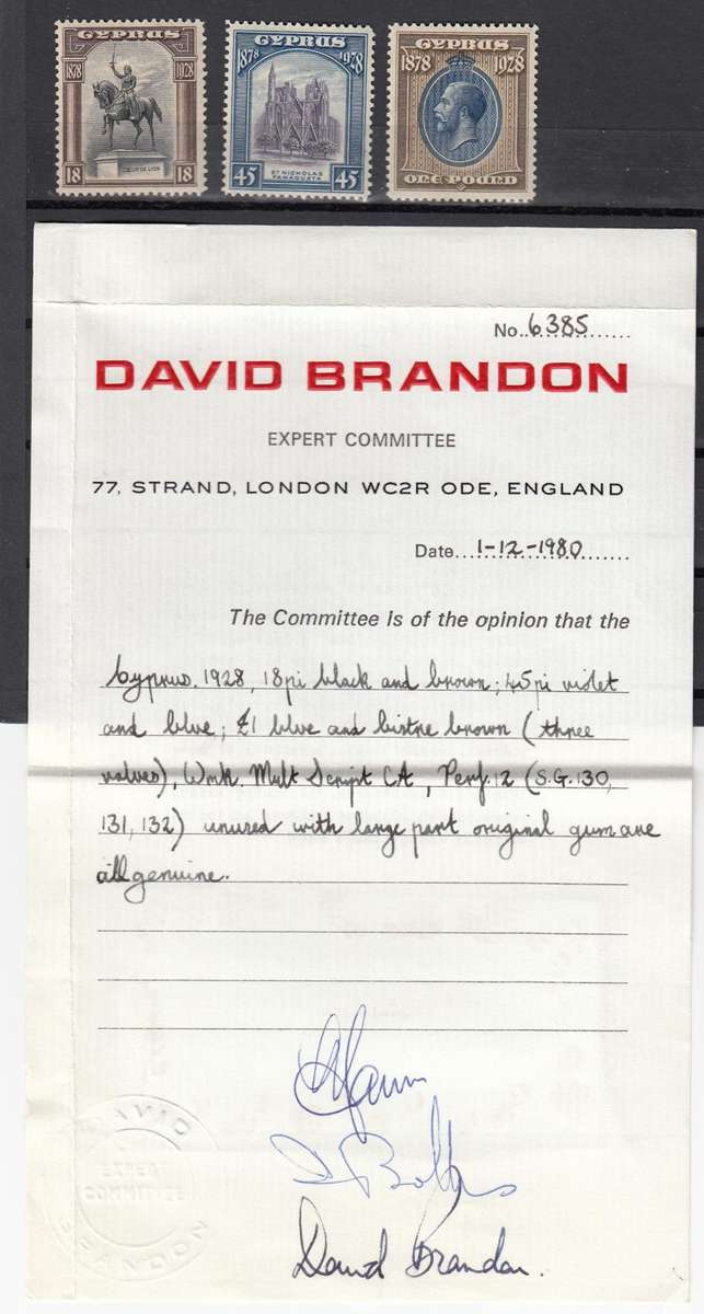 CYPRUS-SCARCE TOP VALUES ALL CERTIFIED !!-SEE BELOW 297 POUNDS