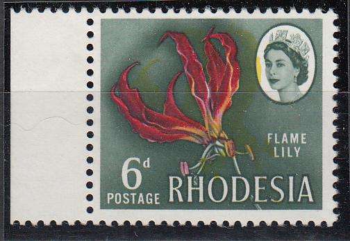 RHODESIA-QEII SCARCE SHIFT OF YELLOW COLOUR INTO QUEENS HEAD-SEE BELOW