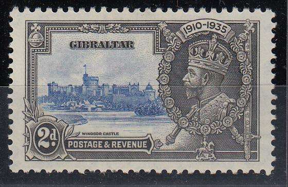 GIBRALTAR-SCARCE SG 114c " LIGHTENING CONDUCTOR FLAW " VERY FINE MINT- SEE BELOW 110 POUNDS