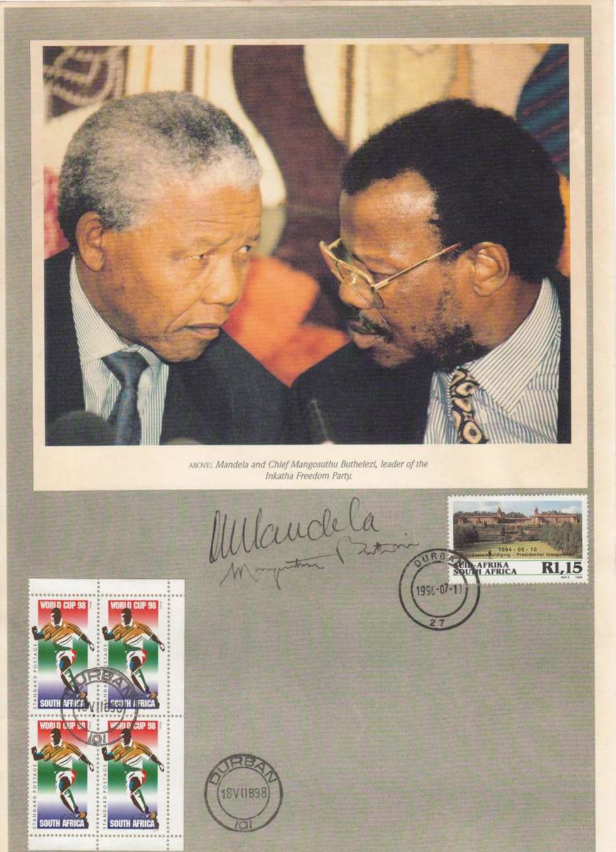 VERY SCARCE DOCUMENT GENUINE SIGNATURES OF MANDELA AND BUTHELEZI !!-SEE BELOW