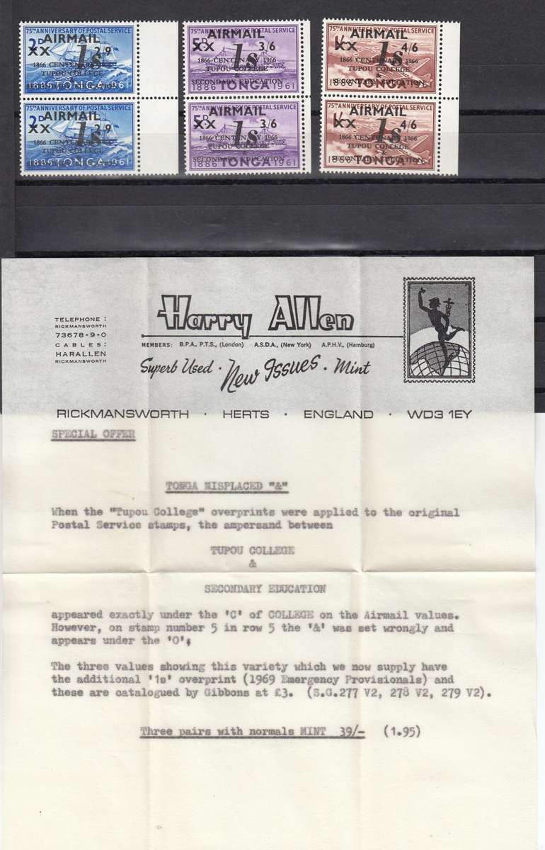 TONGA-VERY SCARCE LOT WITH PROVENANCE -SEE BELOW   129 POUNDS +++