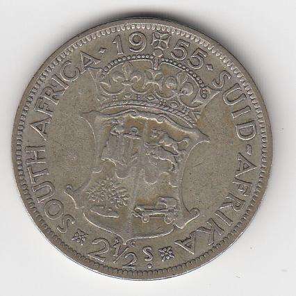 UNION-QEII 2.5 SHILLING COIN 1955-SEE BELOW